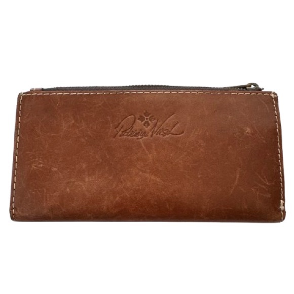 Patricia Nash Tan Brown Nazari Bifold Leather Wallet Card Slots Boho - Picture 1 of 13